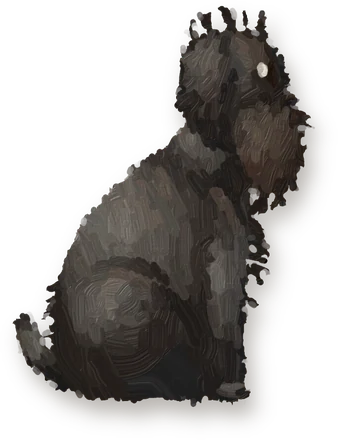 Garry, a black Brussels griffon, painted in oils