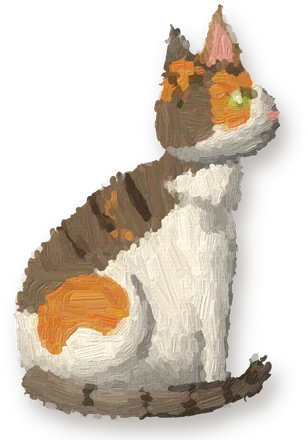 Misha, a calico cat, painted in oils