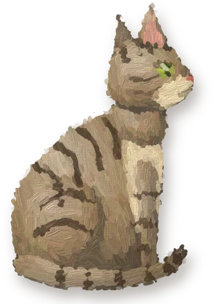 Musya, a tabby cat, painted in oils
