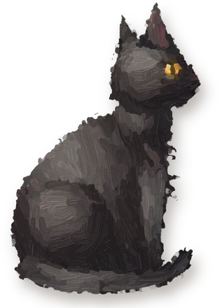 Pisica, a big black cat, painted in oils