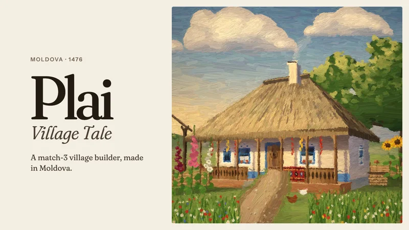 Plai key art: the title beside an oil painting of an old Moldovan house