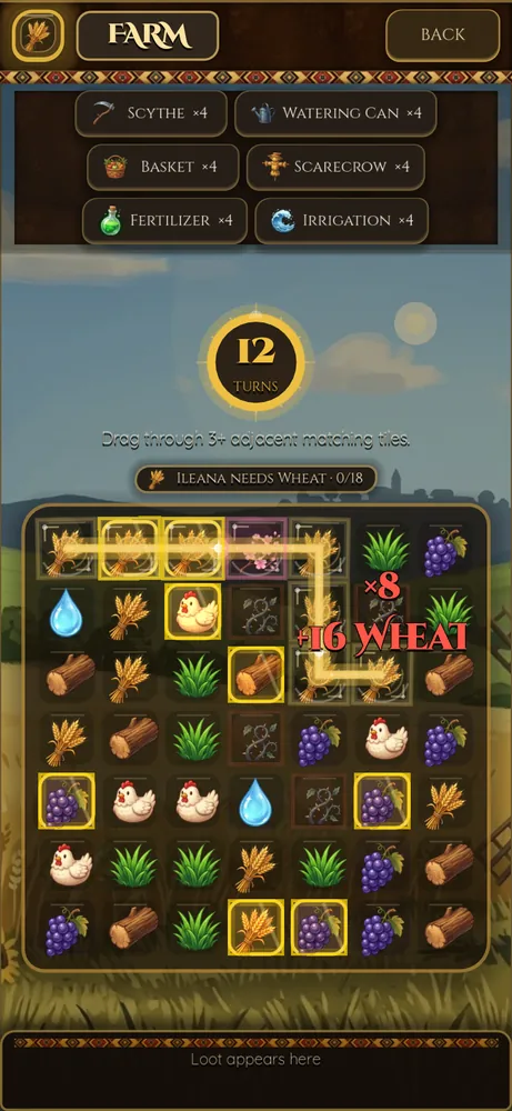 A chain match on the farm puzzle board