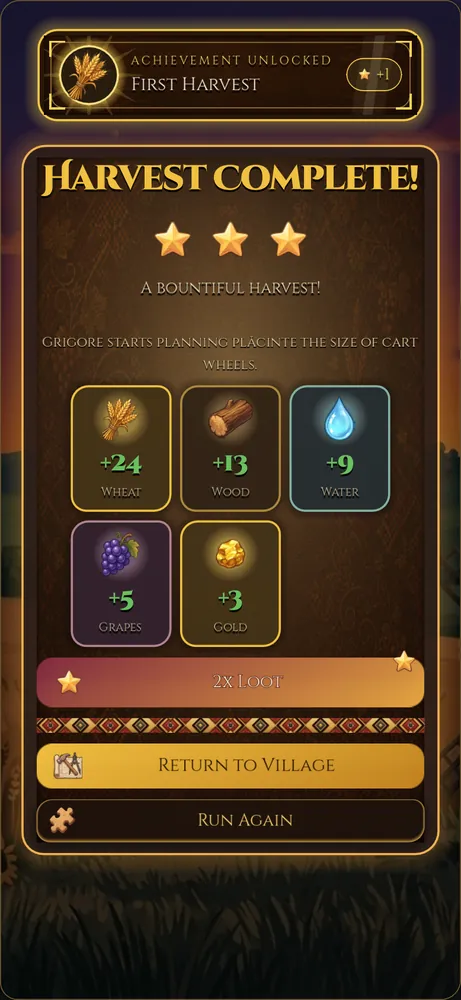 A three-star harvest result