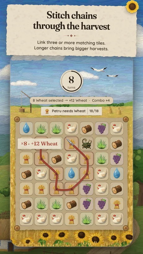 Store screenshot: stitch chains through the harvest