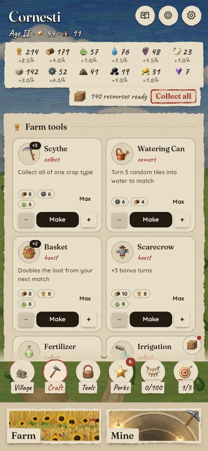 Crafting tools at the village forge
